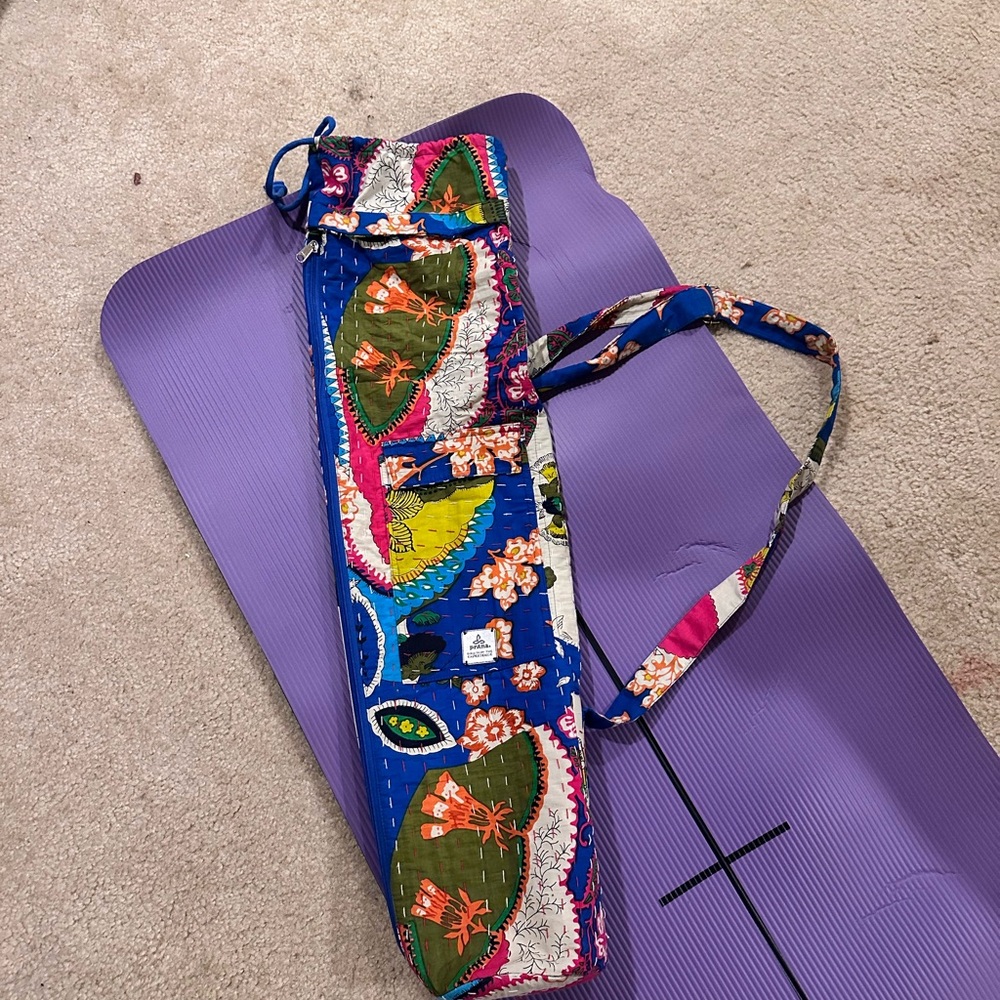 Prana Floral Patchwork Yoga Mat Bag with Stick-e yoga mat